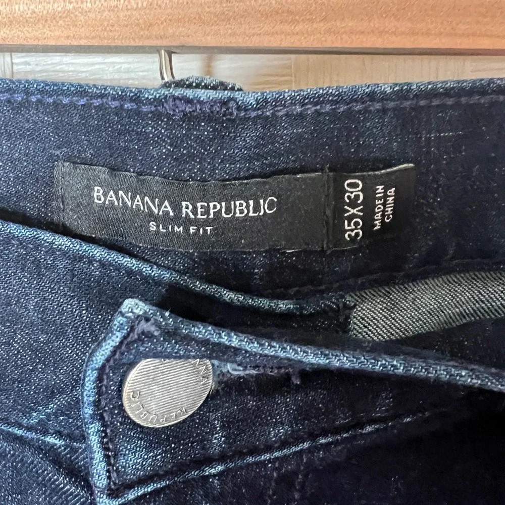 Banana Republic Slim Fit Dark Wash Stretch Jeans Mens 35x30 Straight Leg‎